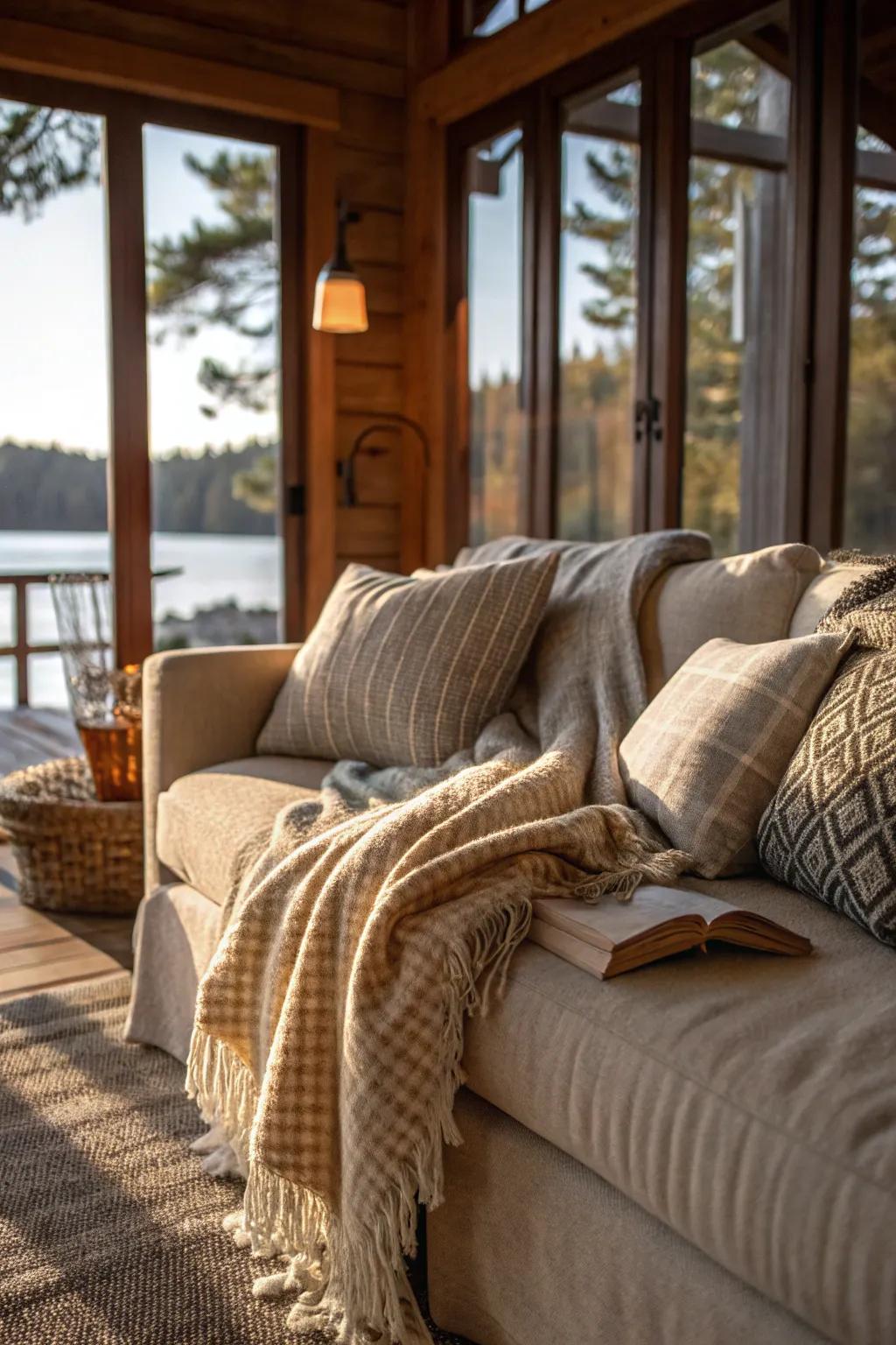 Textured materials impart profundity and warmth.