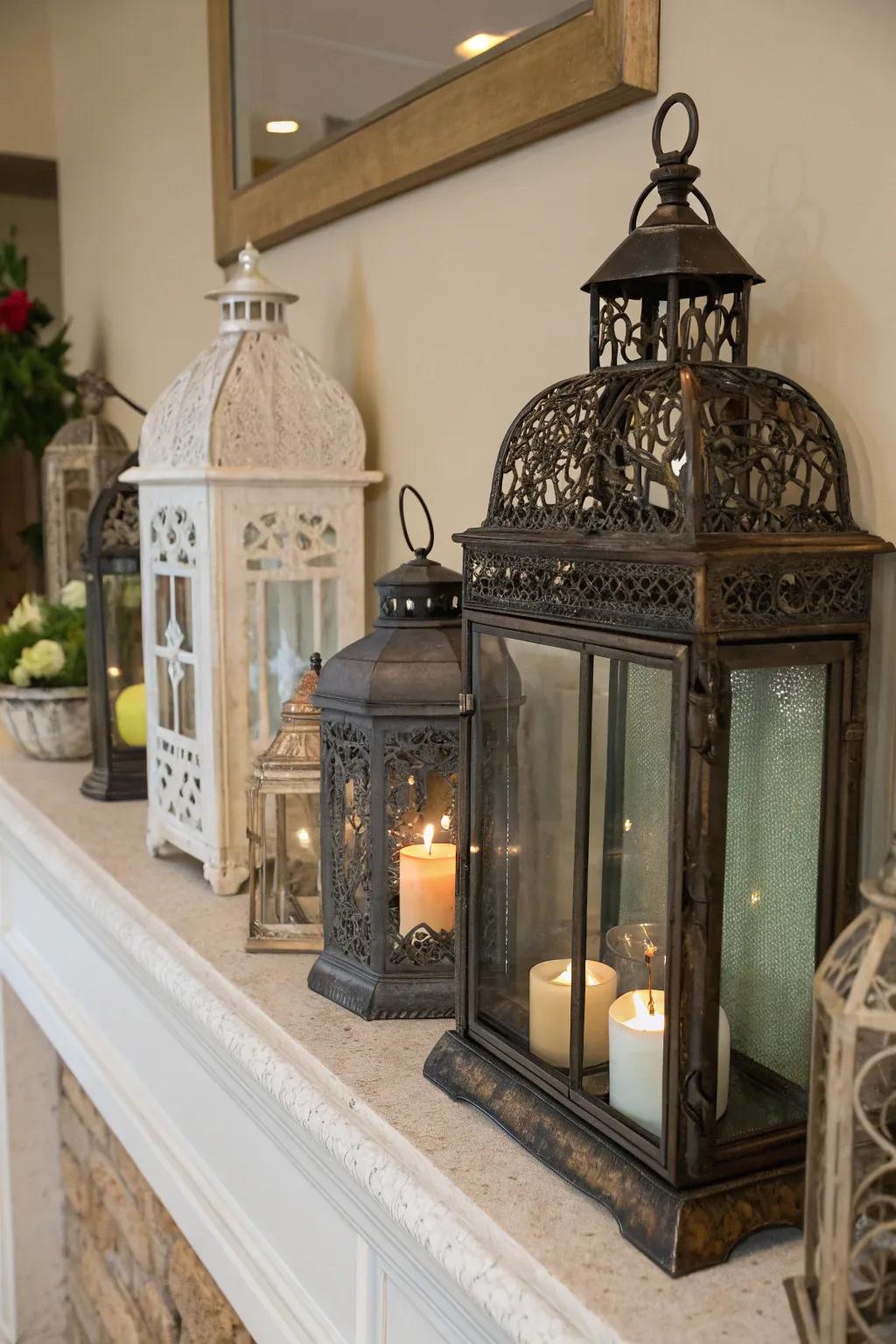 Mix and match lantern styles for an eclectic decor.