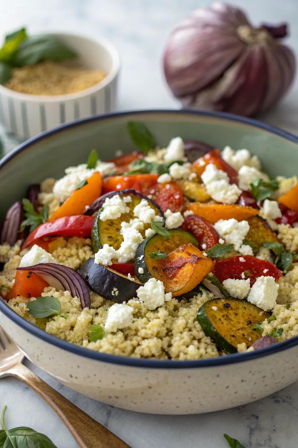 A vibrant couscous salad, superb for a refreshing evening snack.
