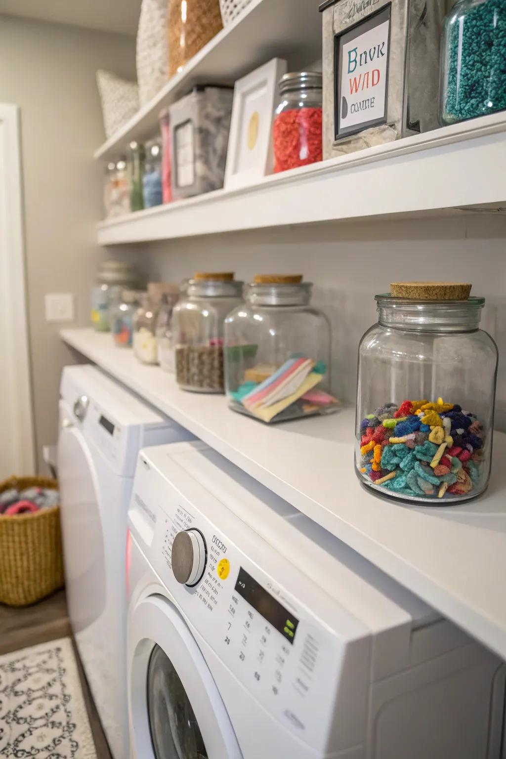 Art pieces amongst vessels add a personal touch to the design.