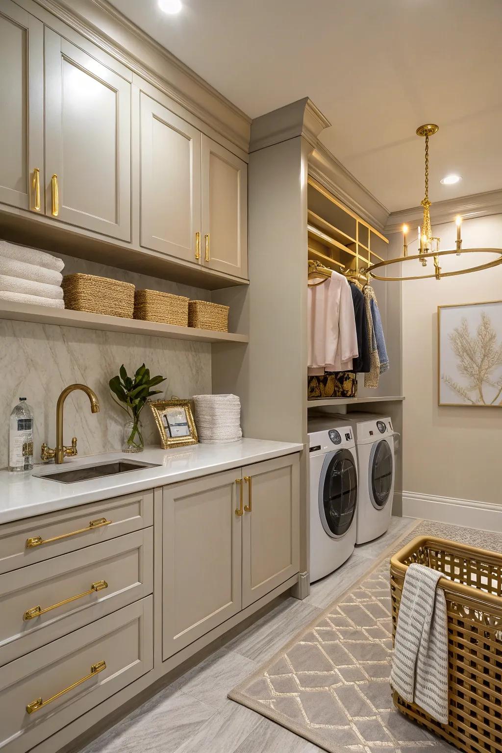 Gold accents bring a touch of luxury and sophistication.