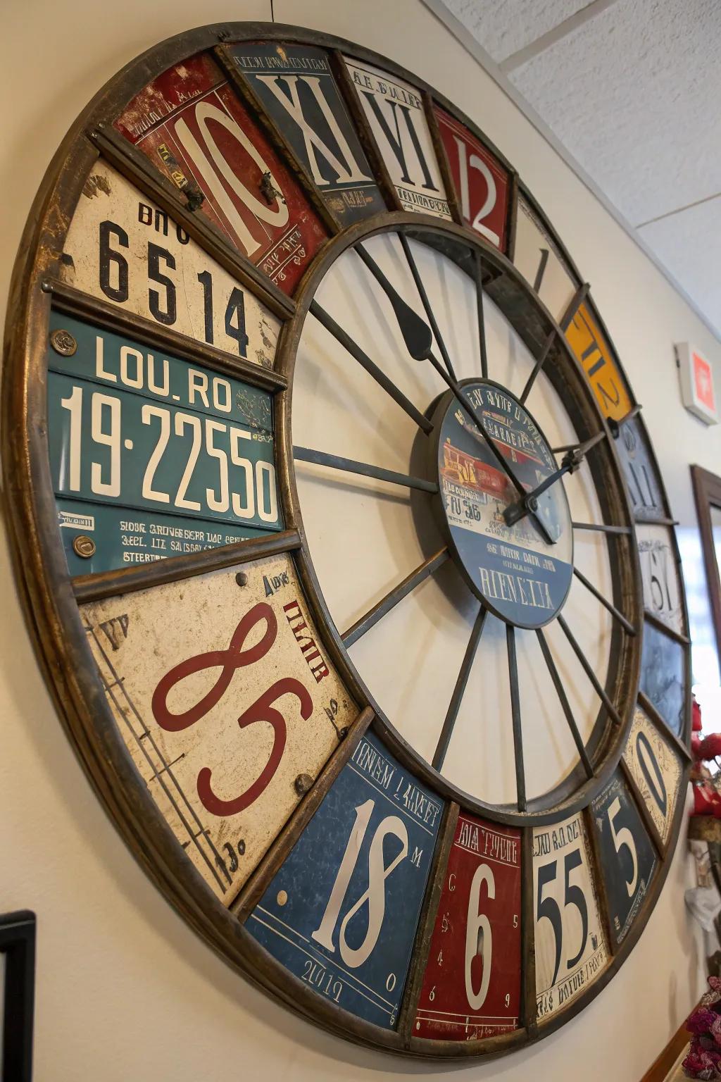 Any space is made more useful and nostalgic by the addition of a registration plate wall clock.