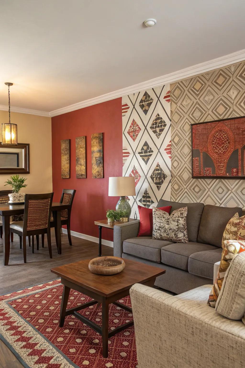 An accent wall captures attention, contributing depth and personality.