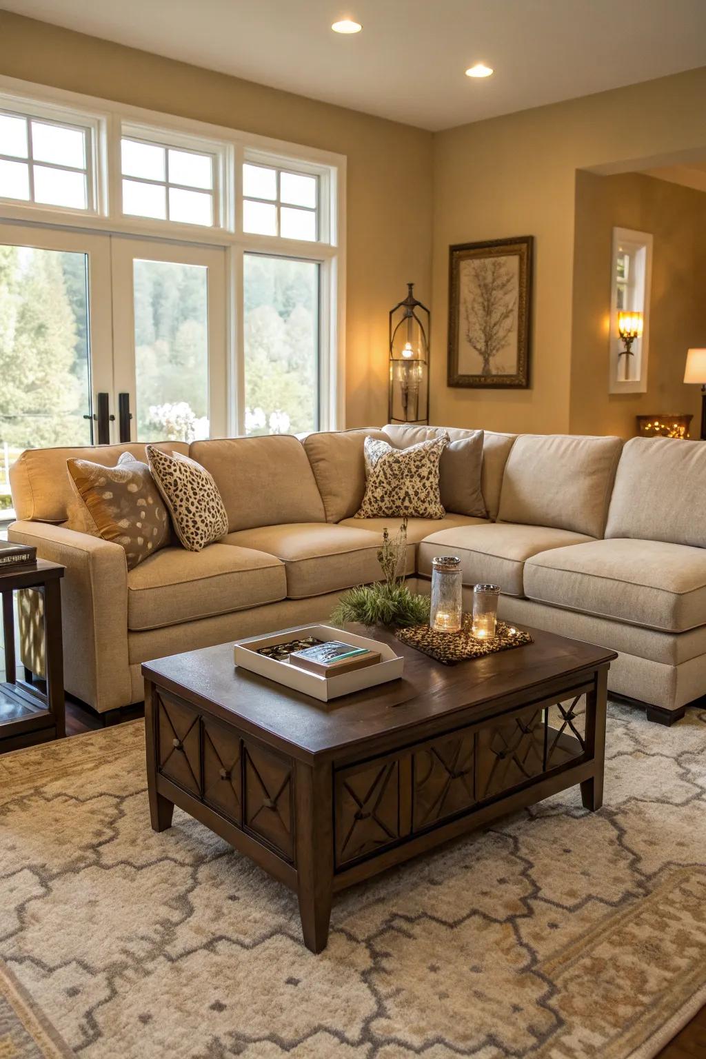 A well-chosen coffee table complements and enhances your sectional.