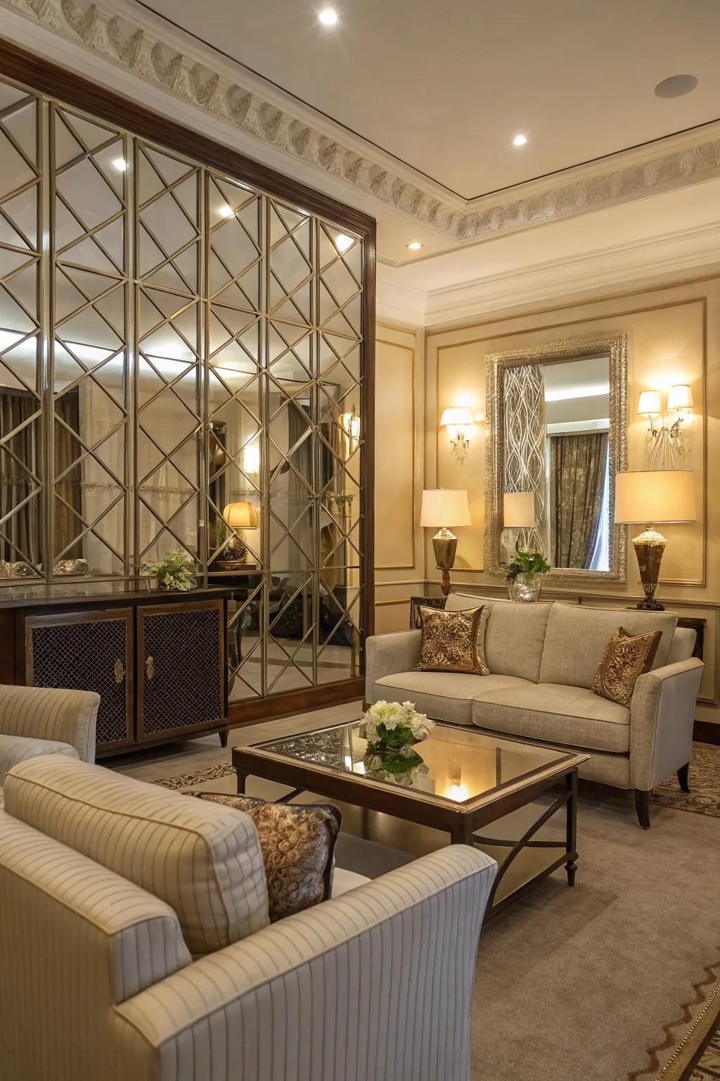 Reflective facets add luminosity and dimension to your space.