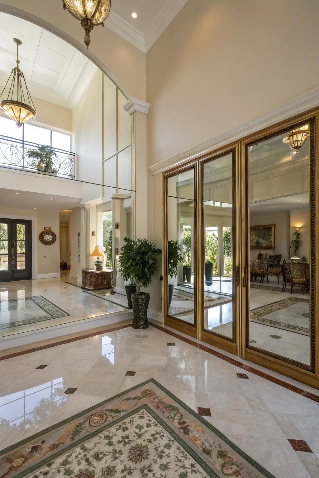 A spacious entrance hall created with reflections
