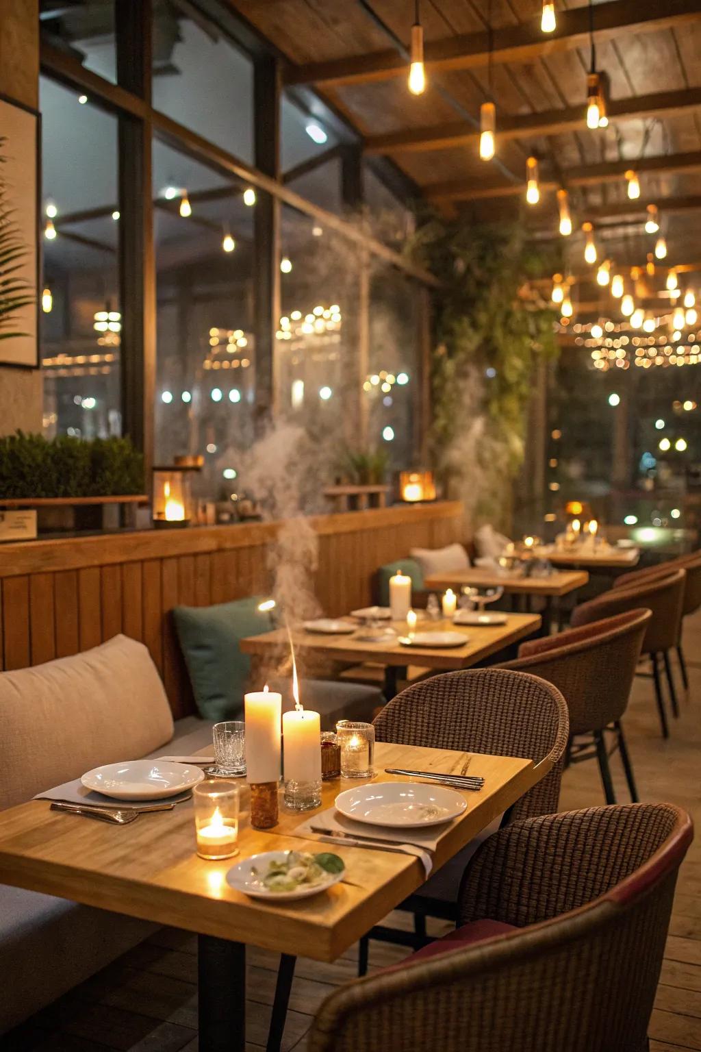 Subtle scents enhance the dining atmosphere effectively.