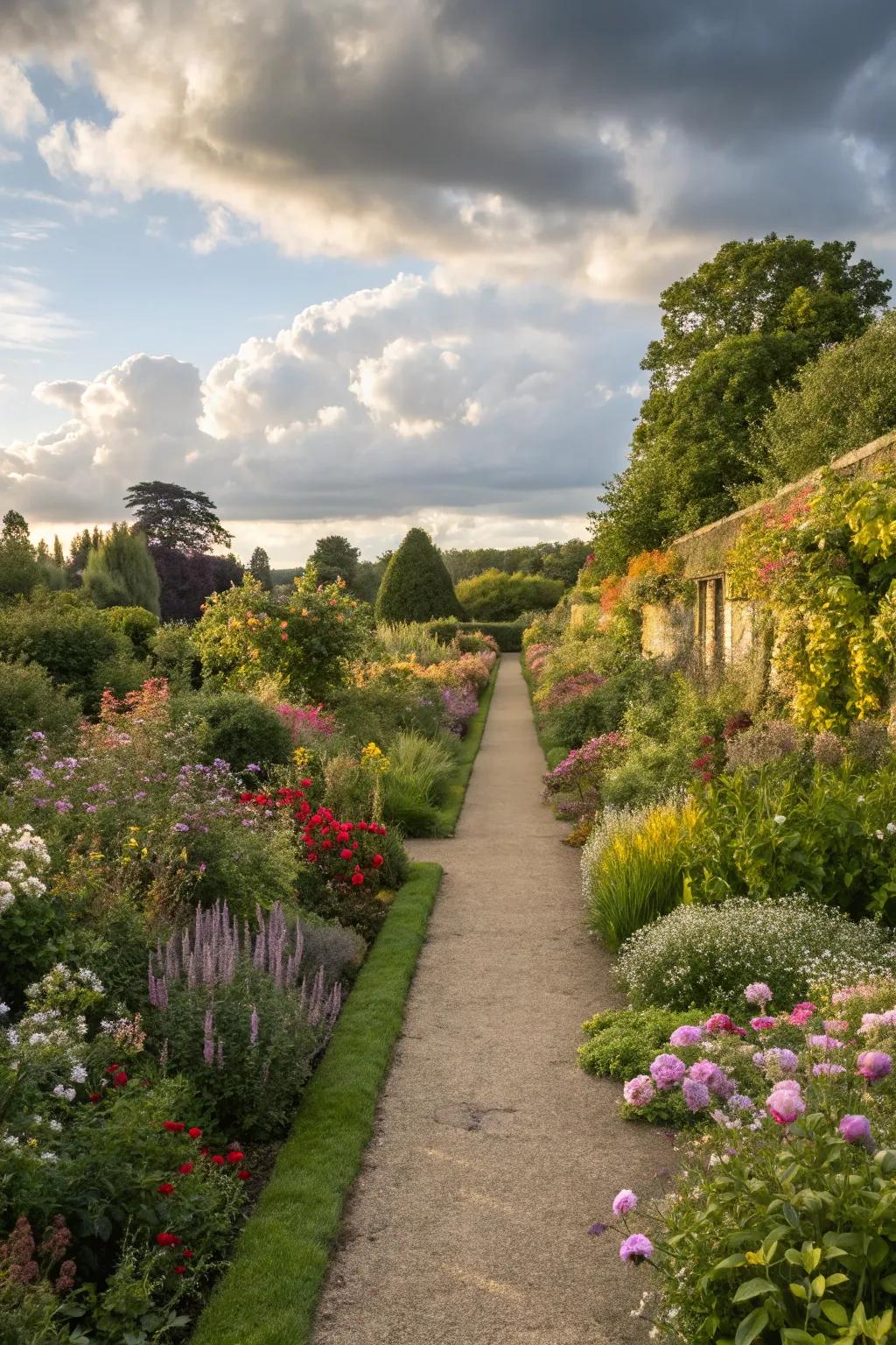 Fragrant fragrant perimeter add softness to garden paths.