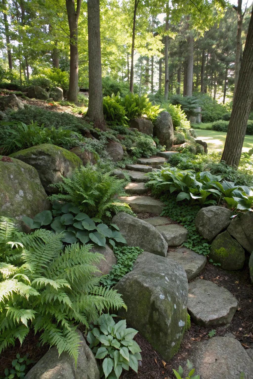 Plants that like shade make shady areas look full.