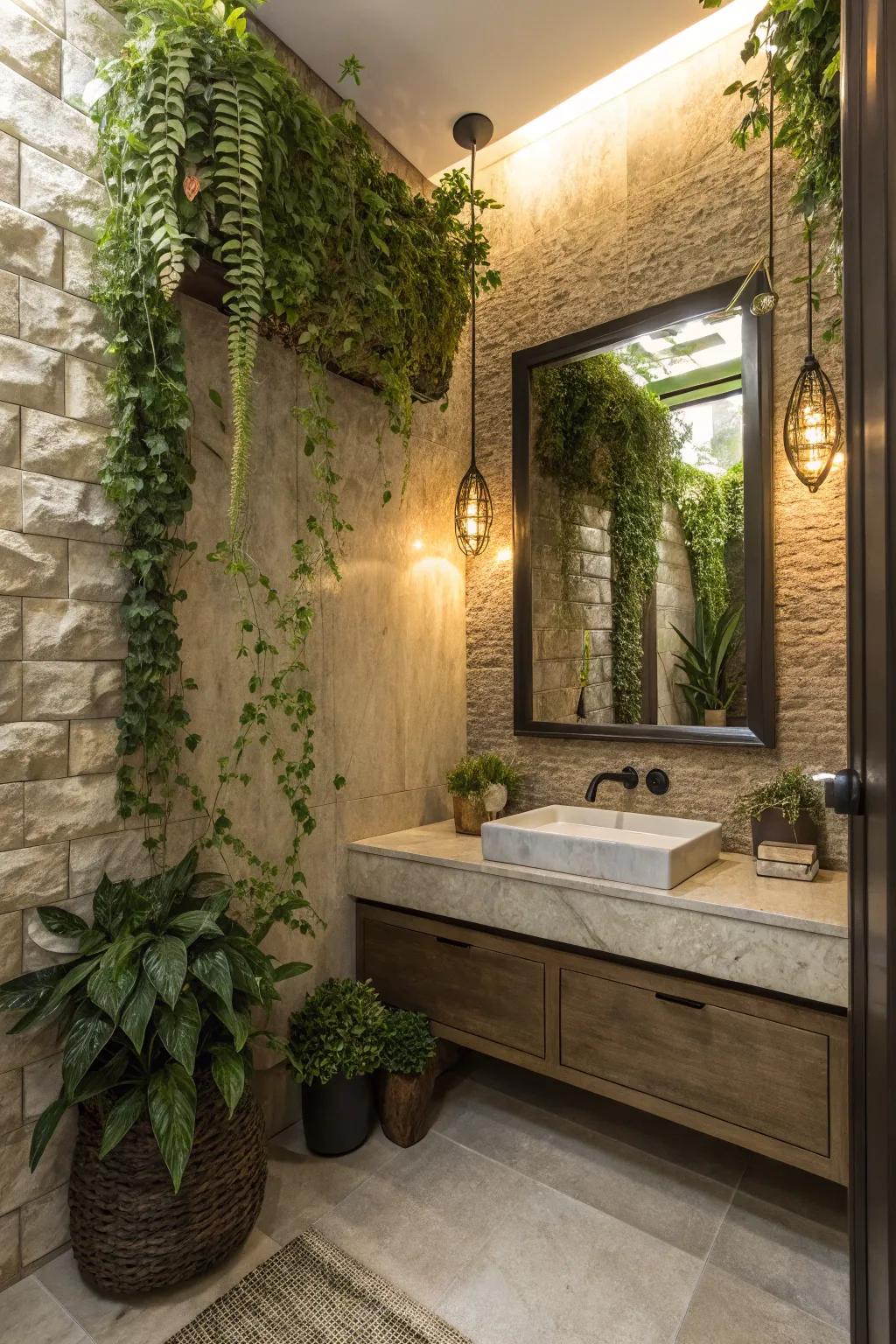 Natural segments bring a refreshing and calming vibe to the washroom.