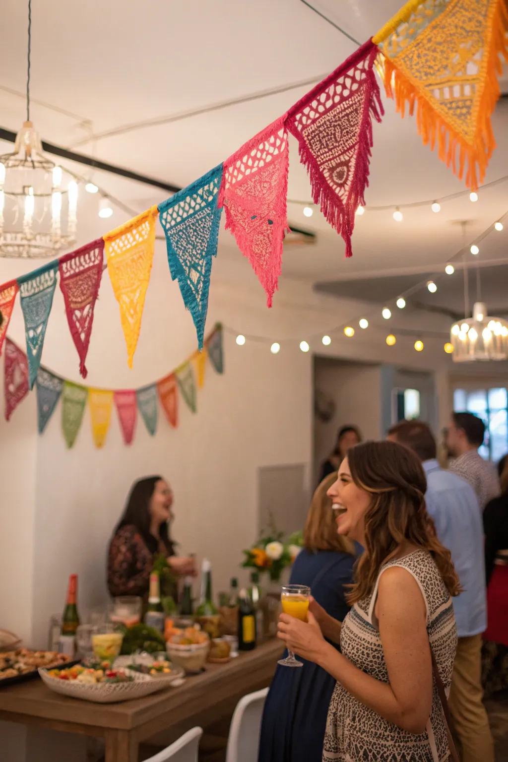 Macrame decorations adding festive charm to gatherings.