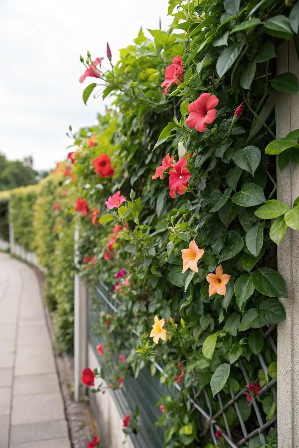 A vertical garden trellis with <strong><em>Dipladenia splendens</em></strong> maximizes space and adds lush beauty.” loading=”lazy” class=”pimg”>
	</picture><figcaption>A vertical garden trellis with <strong><em>Dipladenia splendens</em></strong> maximizes space and adds lush beauty.</figcaption></figure>
<p>Revamp your area with a vertical garden trellis for <strong><em>Dipladenia splendens</em></strong>. This concept optimizes vertical space, producing a lush, living wall that’s both beautiful and space-efficient.</p>
<h3>Some handy options:</h3>
<ul class=