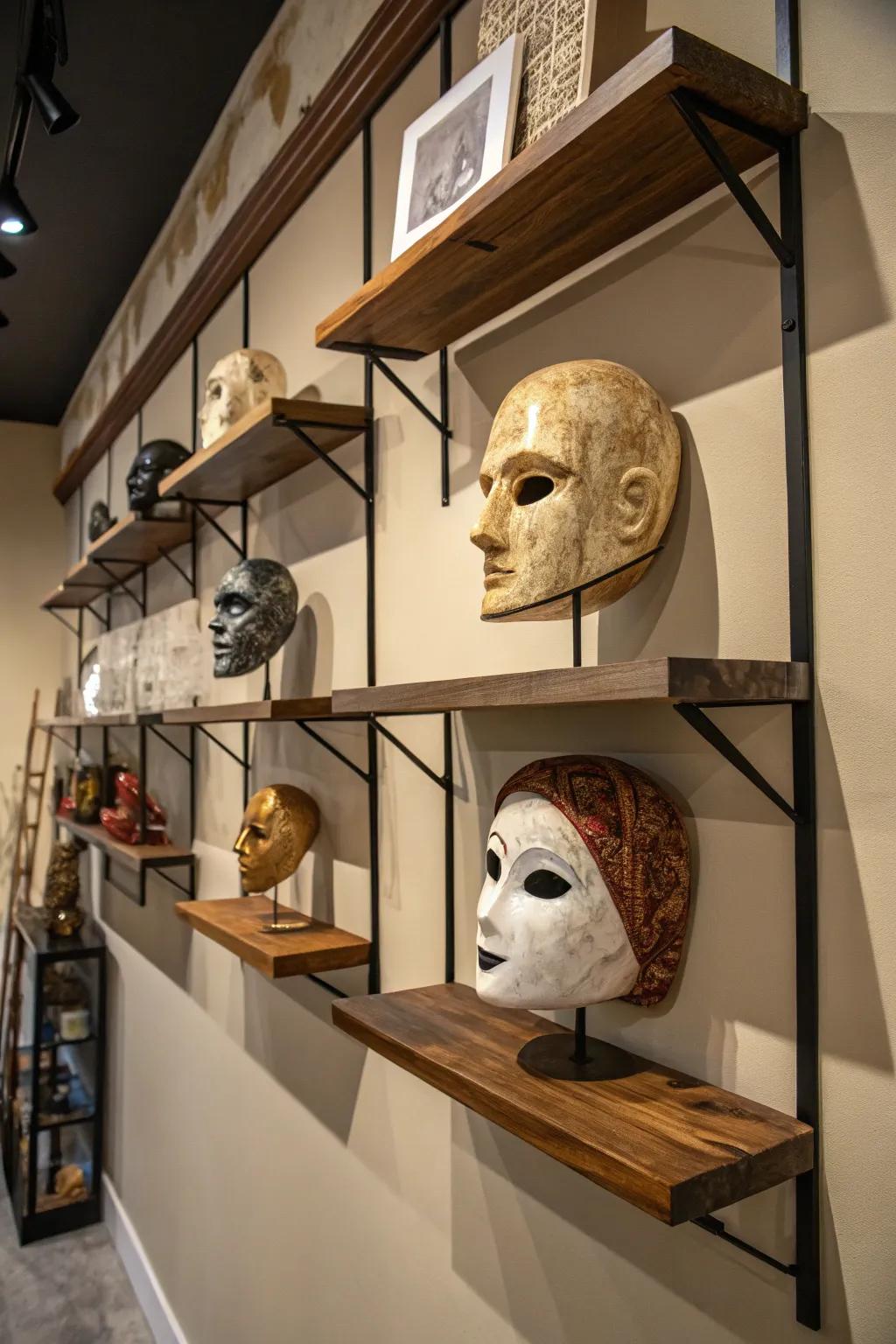 Hanging ledges provide a versatile platform for adornment displays.