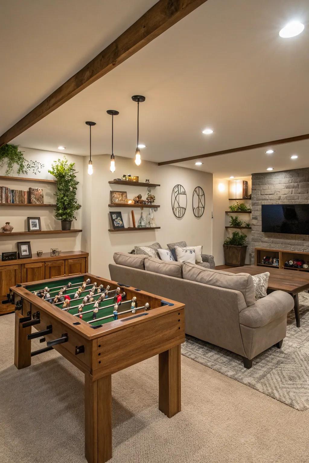 Add excitement to your space with an engaging foosball table.