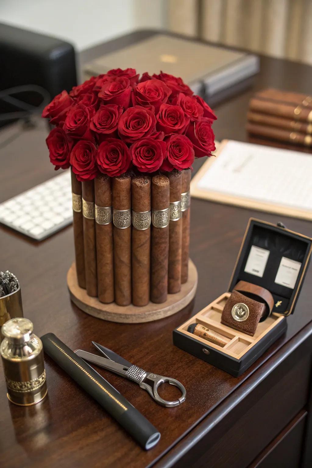 Cigar aficionado's presentation, a polished present for cigar enthusiasts.