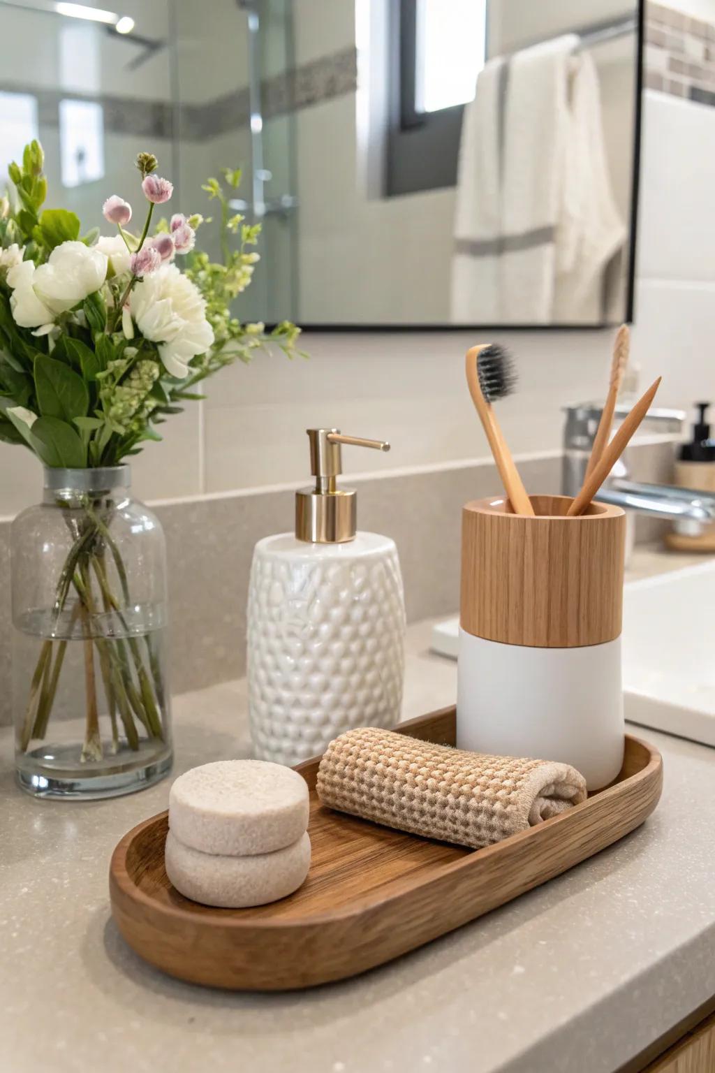 Integrating materials appends dimension to the minimalist design.