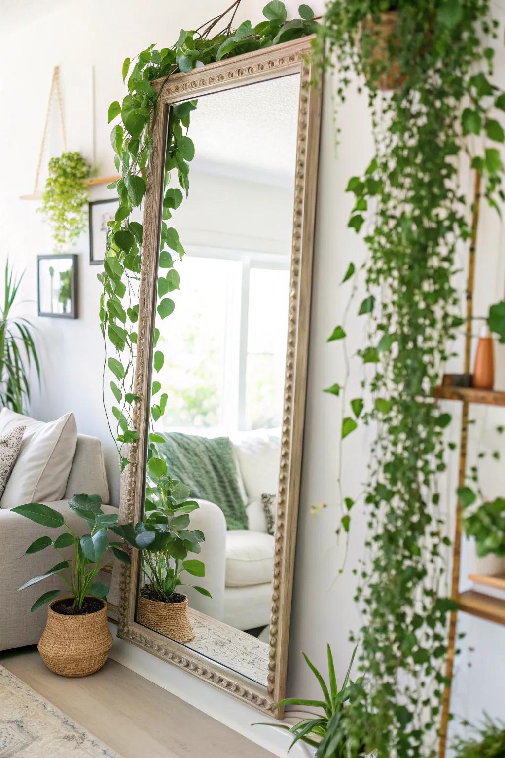 Reflections and flora in tandem engender an invigorating and inviting space.