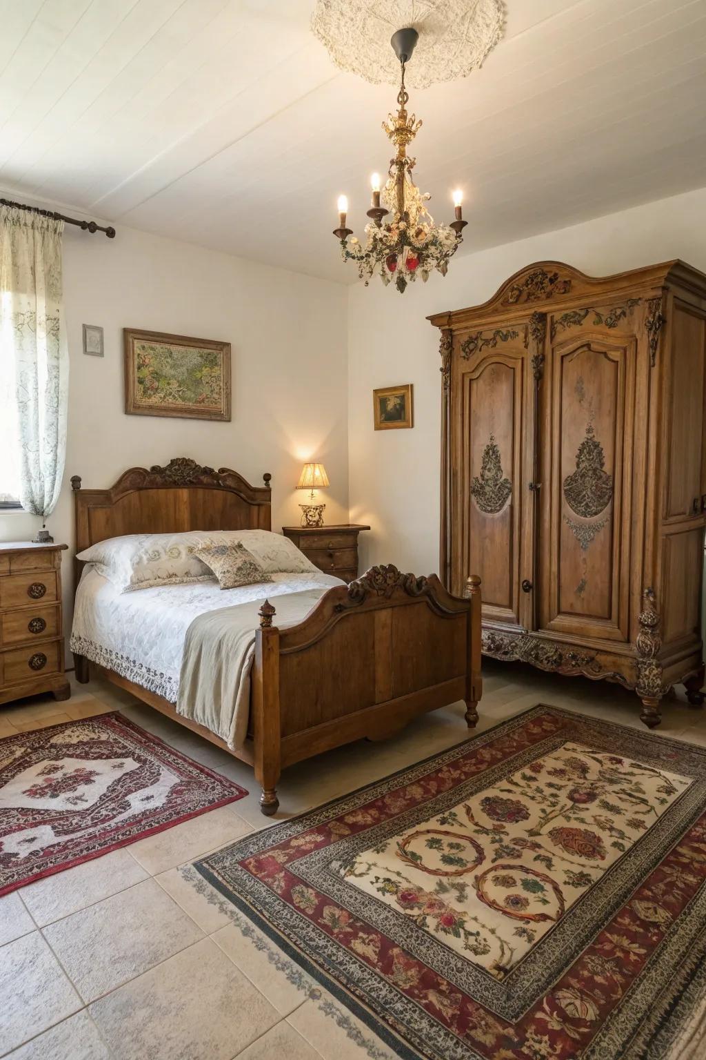 Vintage elements add history and charm to your bedroom.