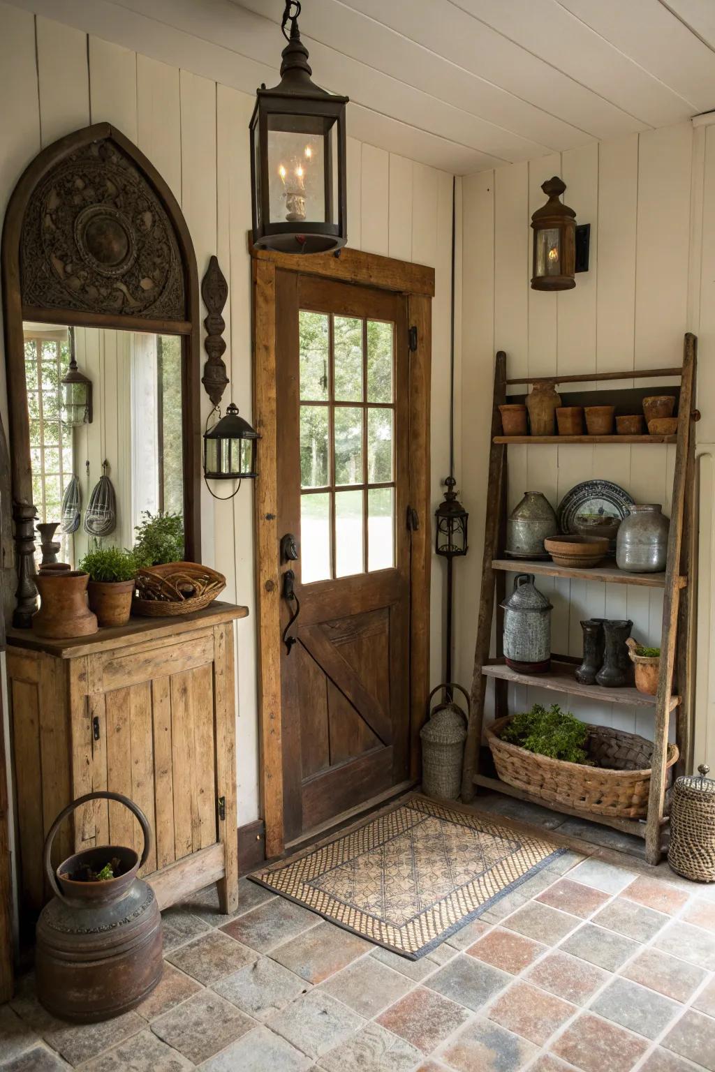 Vintage reflectors contribute dimension and timeless elegance.