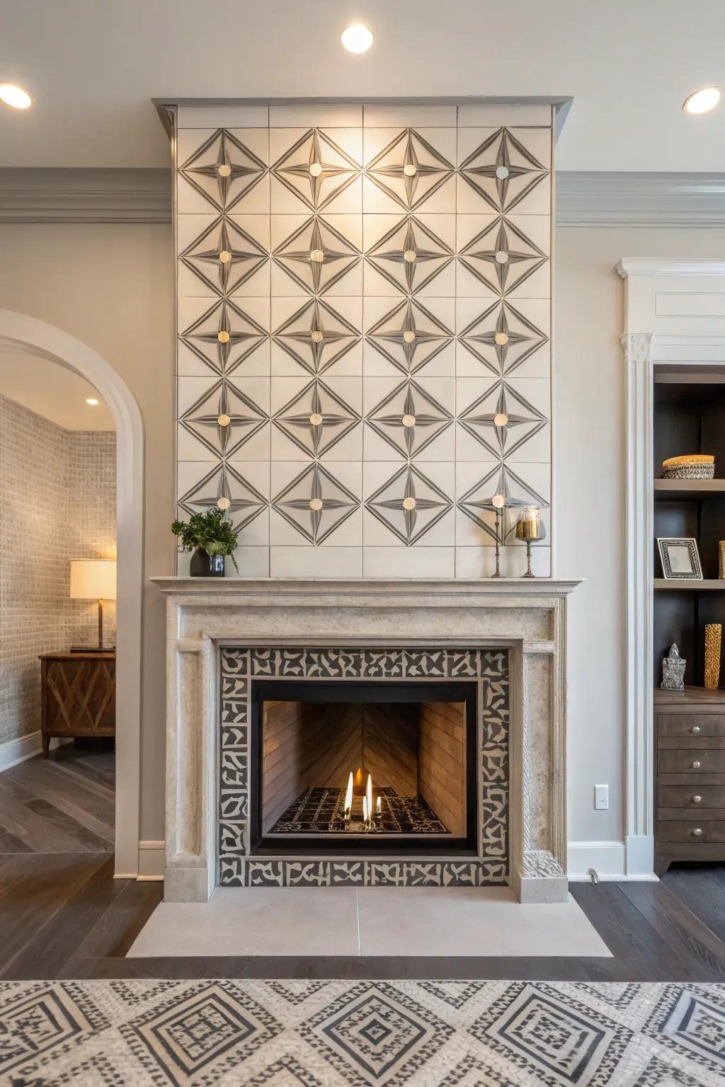 Showcasing shape structural design with geometrical tiles.