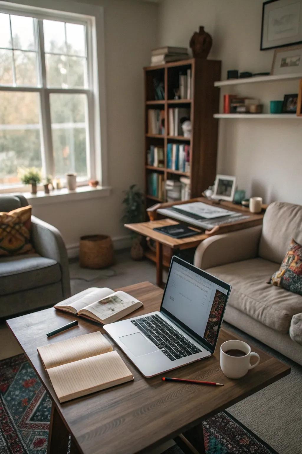 A multifunctional space that integrates living and working zones.