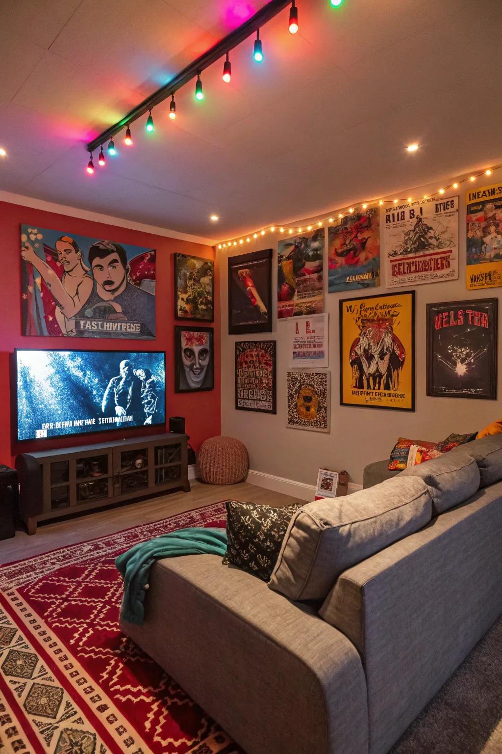 A den featuring popular culture movie-themed artwork.