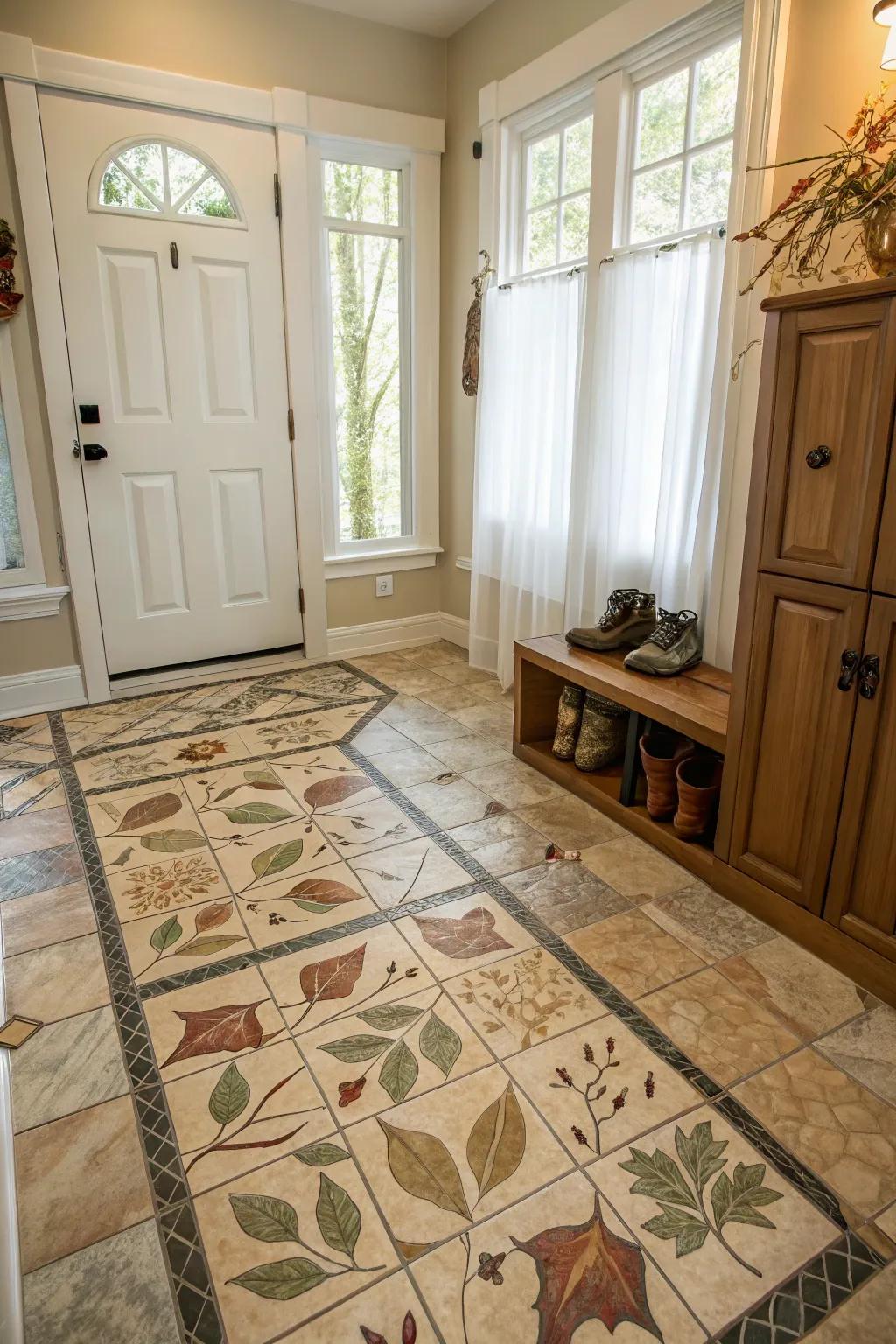 Nature-inspired tiles create a serene retreat.