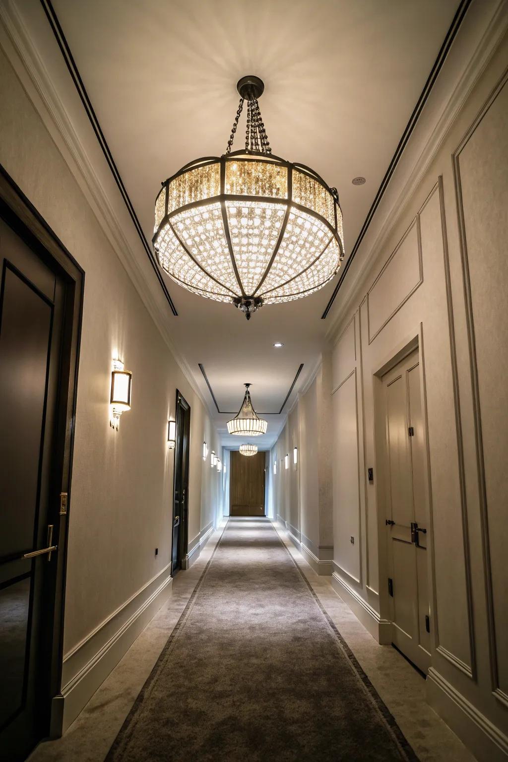 Oversized fixtures can make a bold statement in tight spaces.