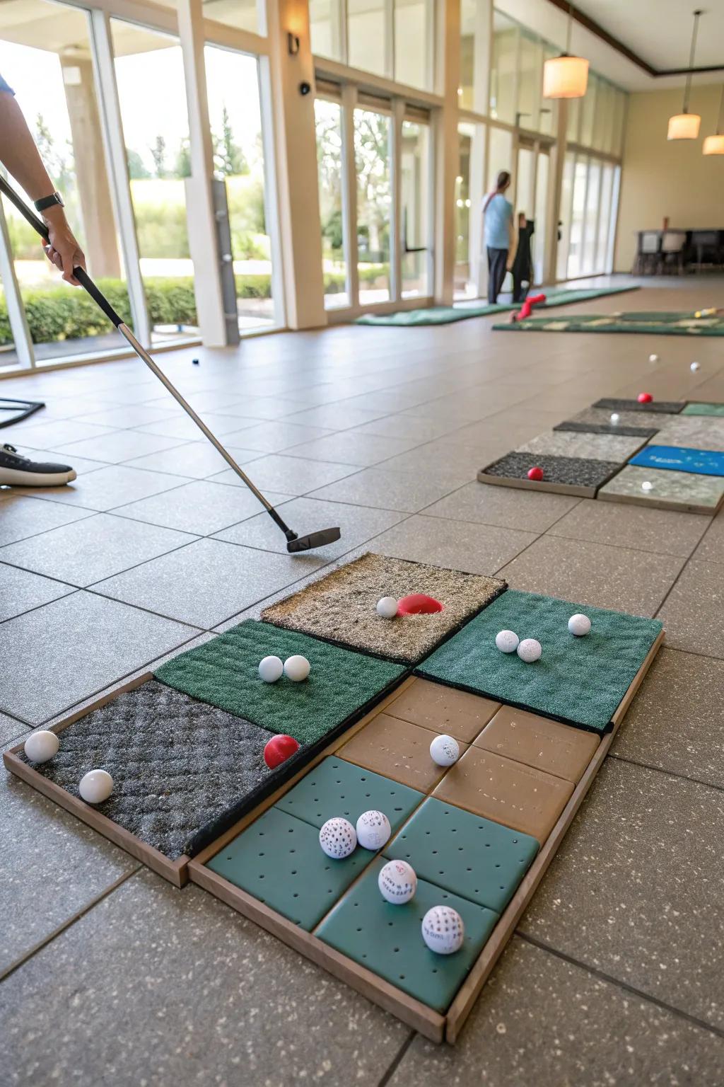 Target suspended tile marks on the floor.