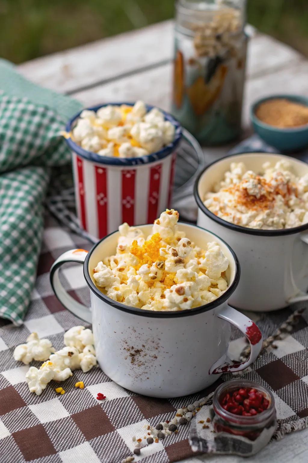 Camp popcorn, contributing a crunchy delight to the festivity.