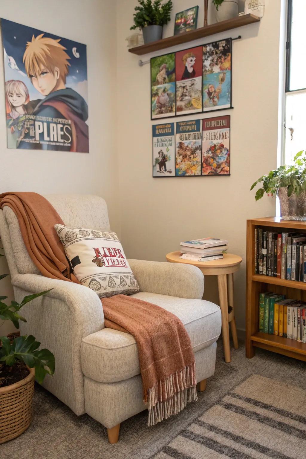 A reading nook is an essential for manga aficionados.