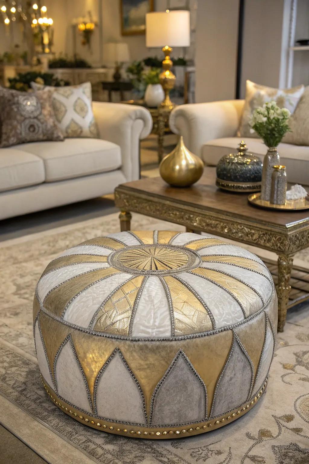 Metallic details injecting luxury to an ottoman