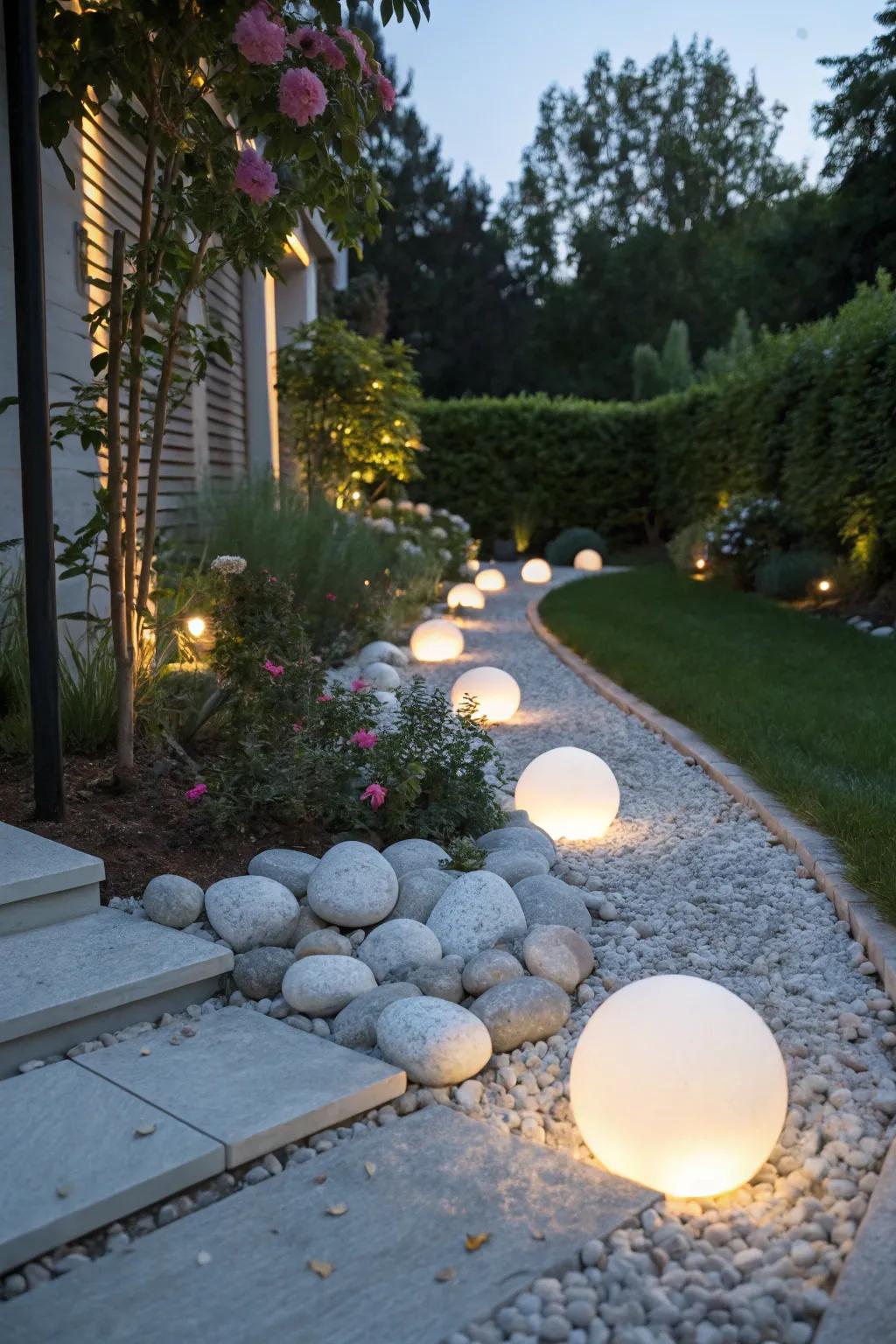 Lunar-stimulated landscaping fashions a bewitching exterior gathering space.