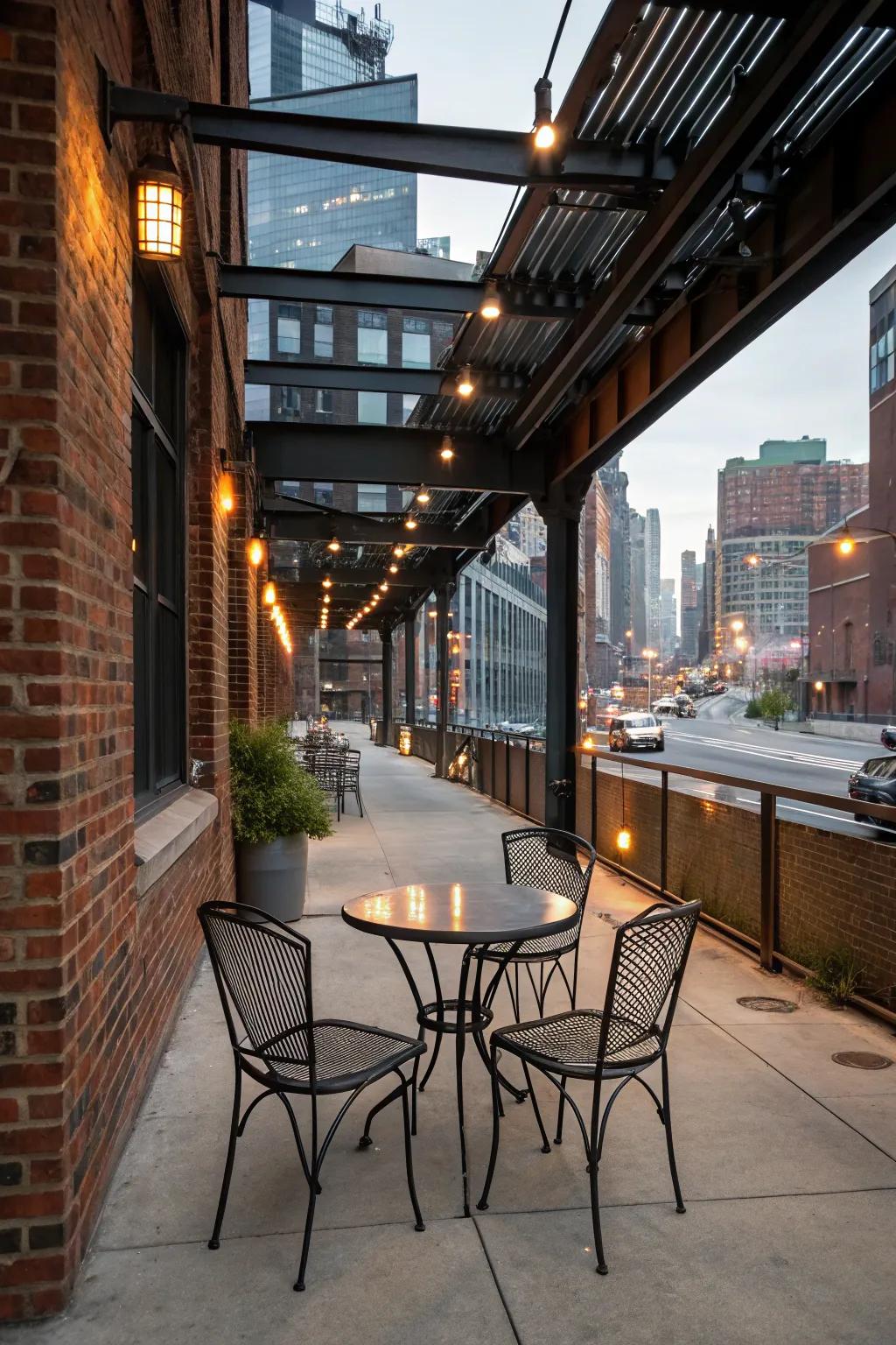 Introduce industrial appeal to your patio through metal accents.
