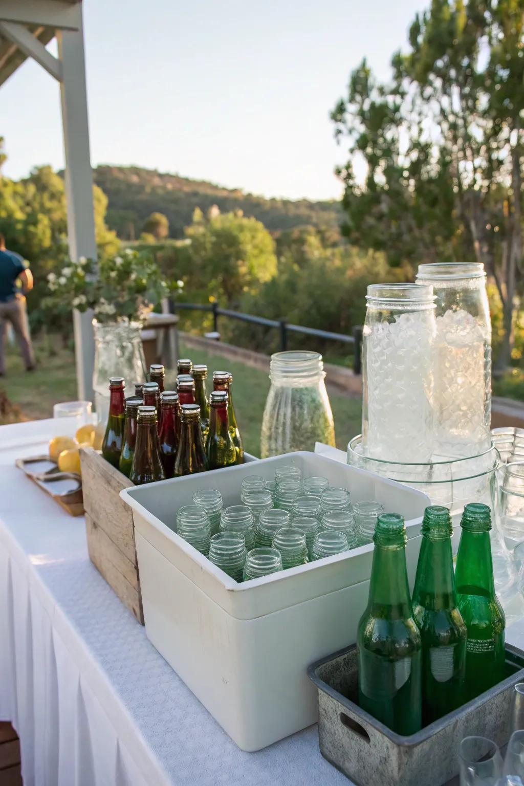 Recycled glassware introduces environmentally conscious beauty to your setup.