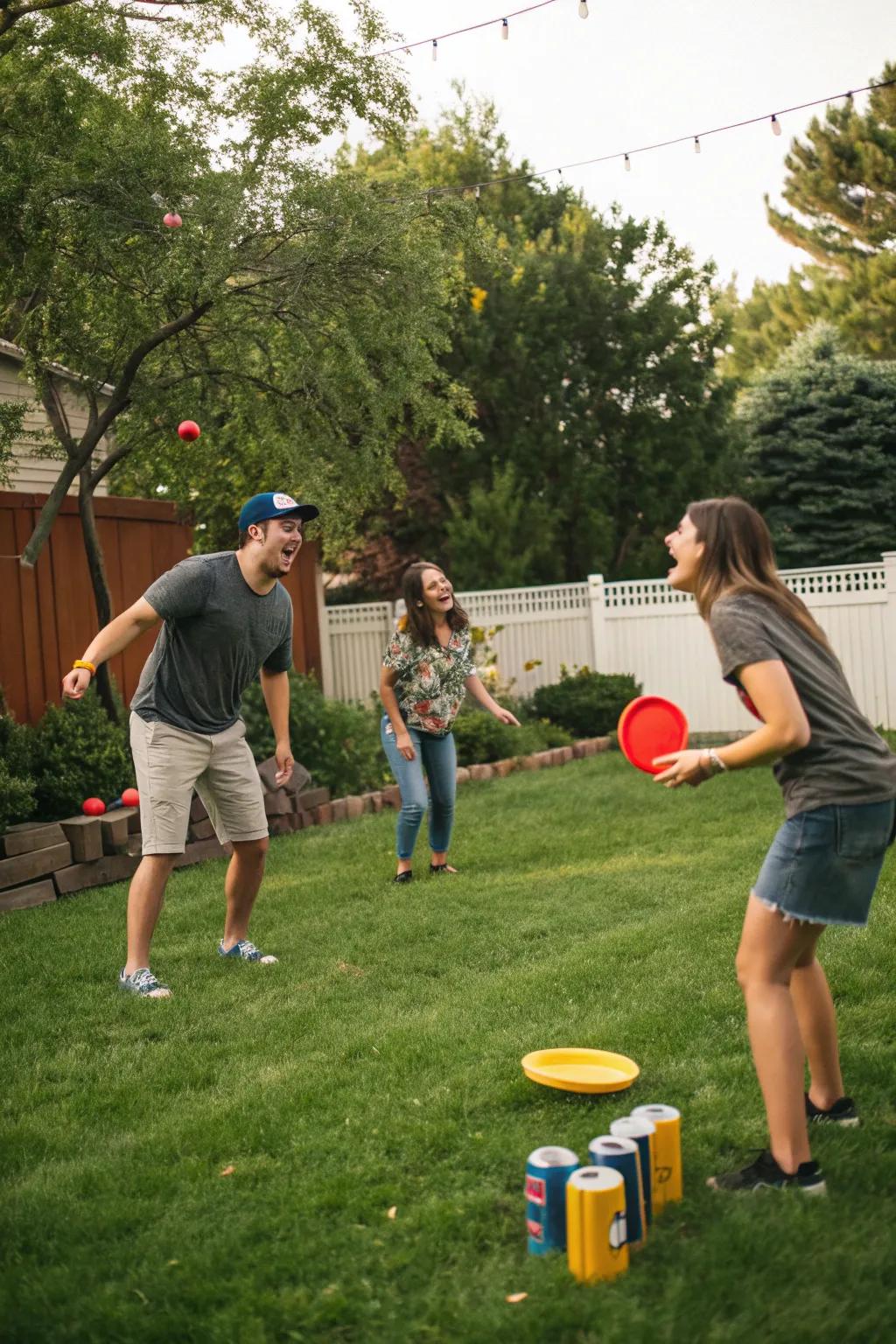 Energetic Kan Jam game underway in the backyard