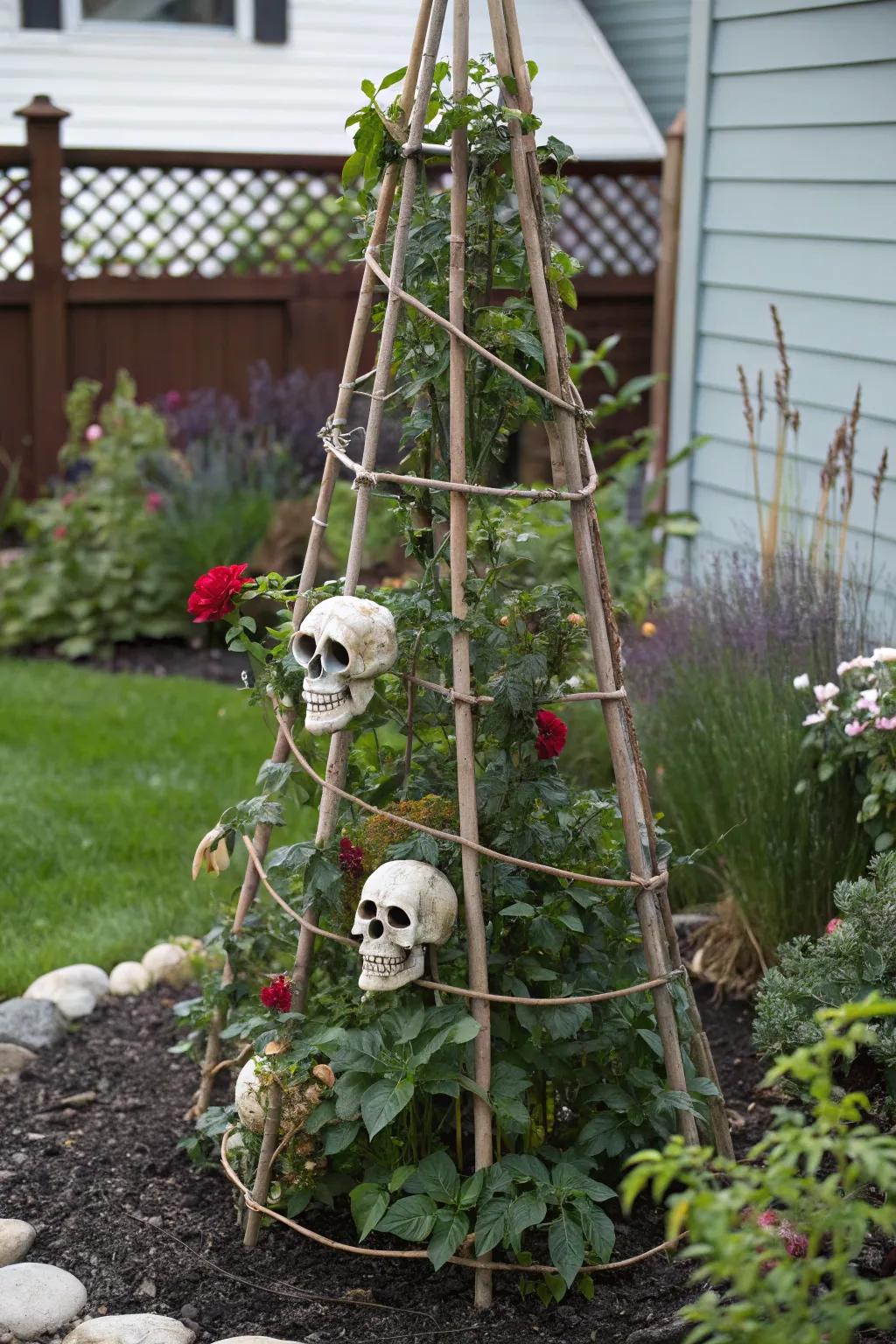A chilling skeletal arbor to impart a spooky vibe to your yard.