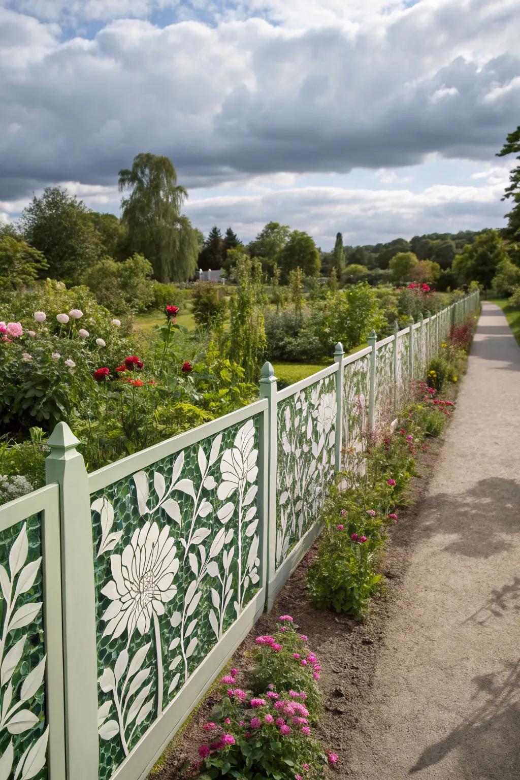 Botanical stencils bring intricate natural features.