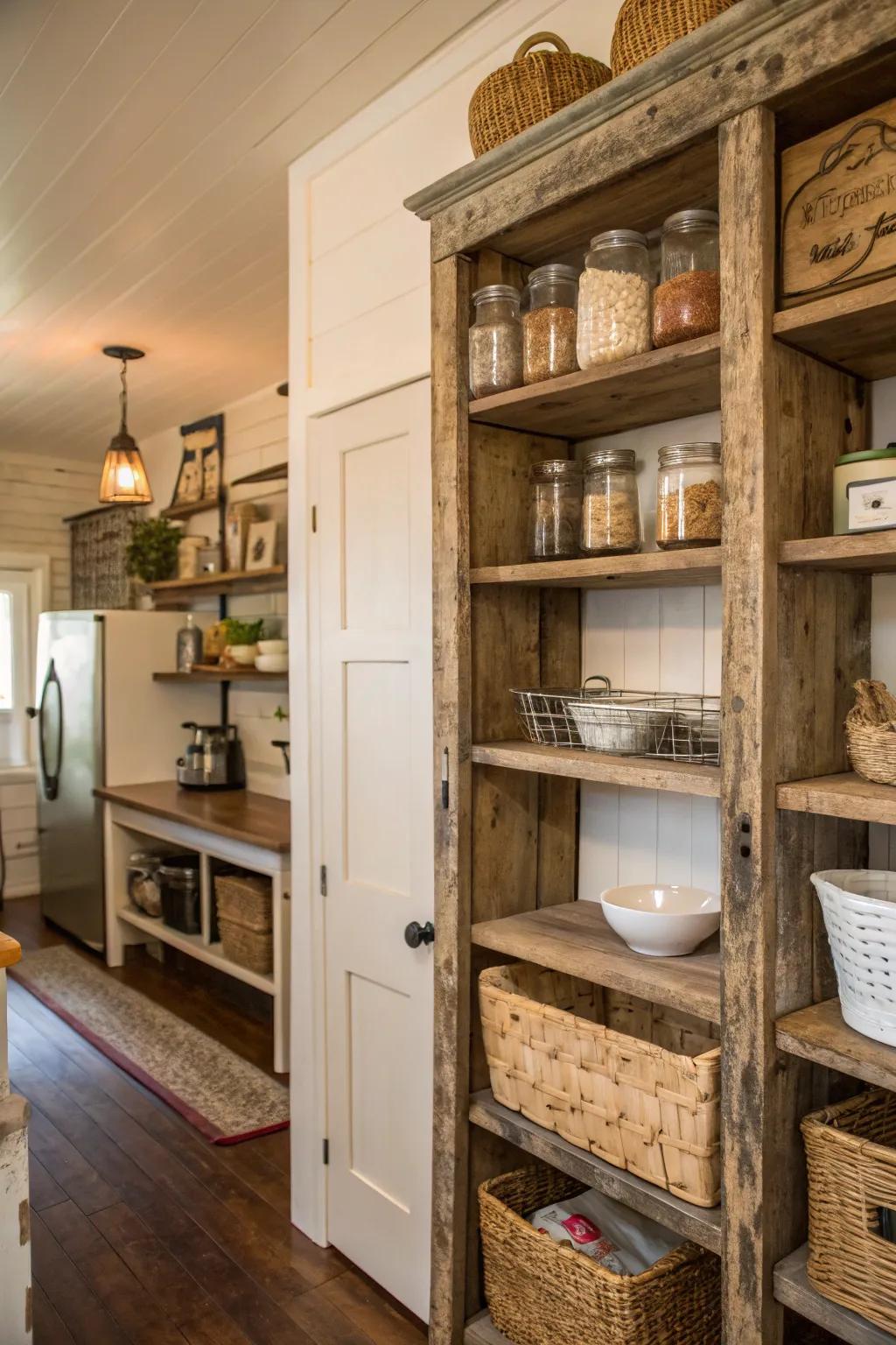 A farmhouse theme delivers warmth and character.