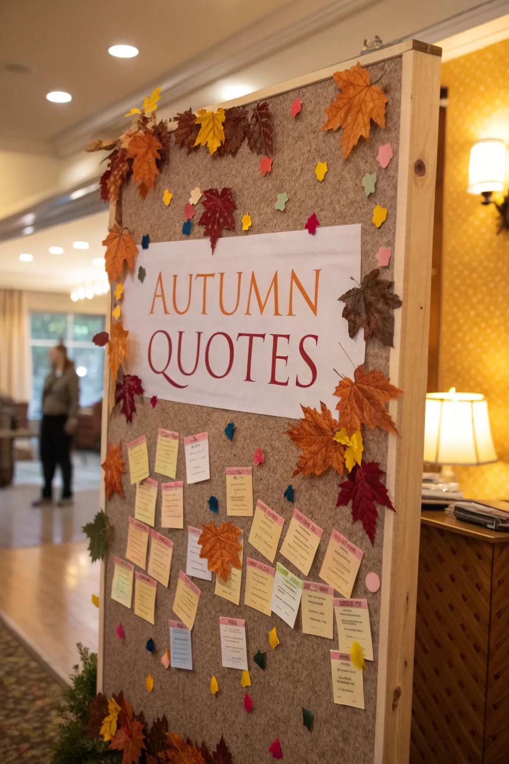 An inspirational fall pin board featuring quotes about the season.
