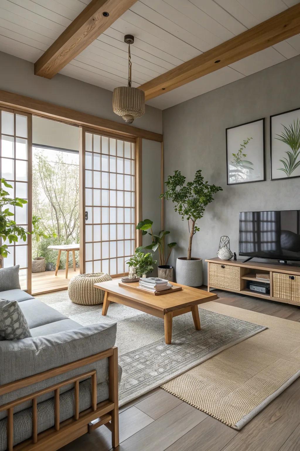 Japandi style combines minimalism with tranquility.