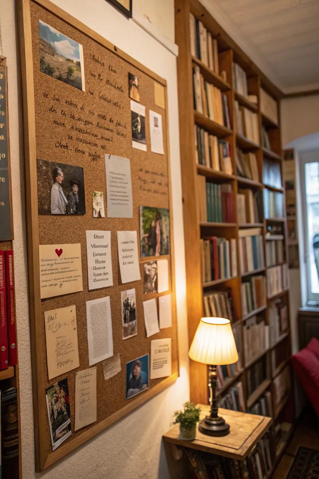 Corkboards propose a dynamic and changeable poem presentation.