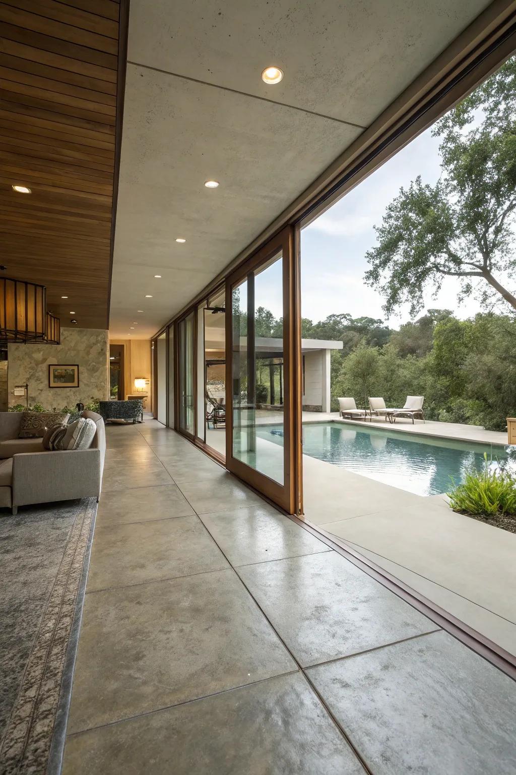 Seamless transitions enhance the flow between indoor and outdoor living spaces.