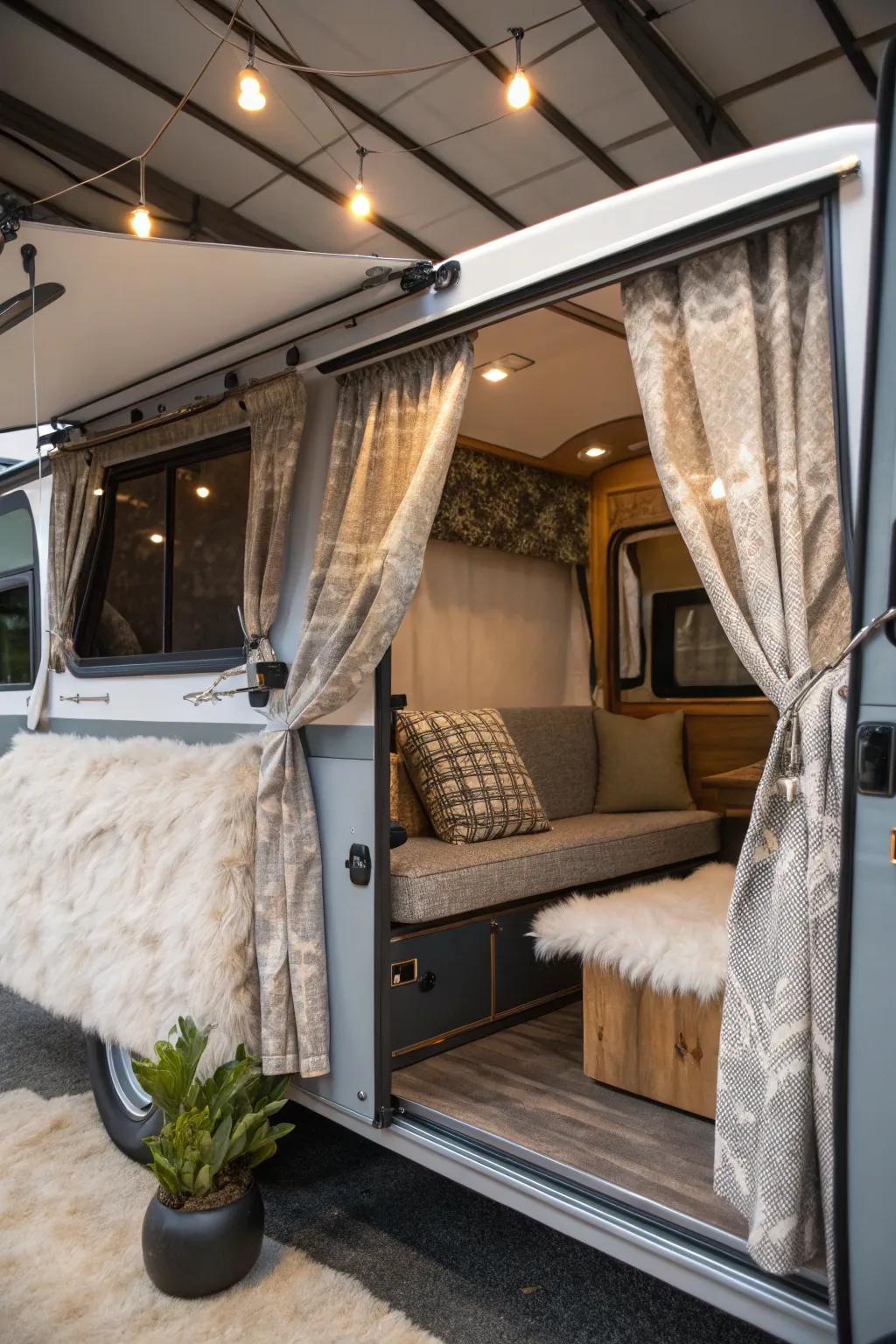 Create a more indulgent camper experience by adding luxurious touches.