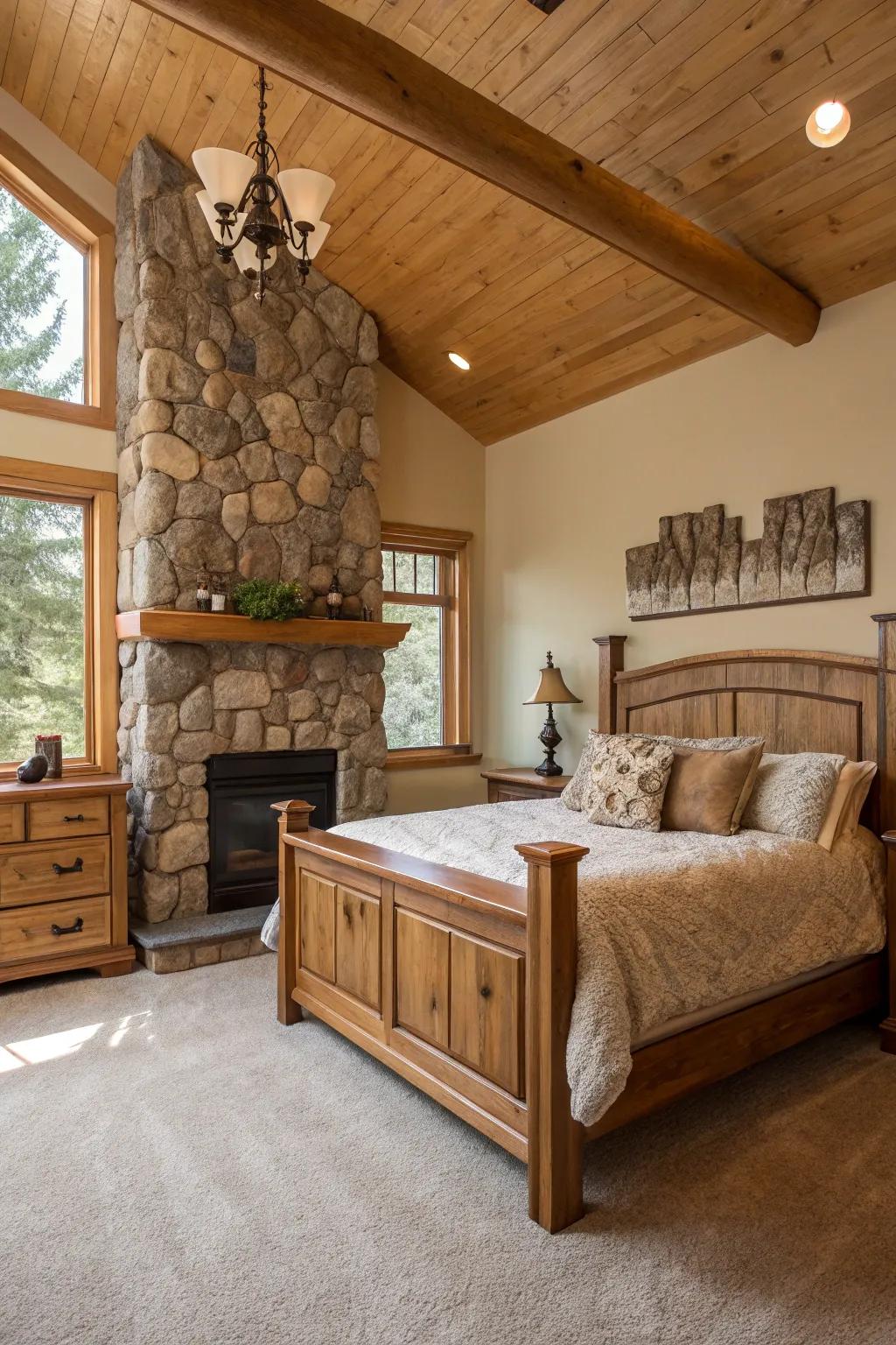 Bring nature indoors using organic materials such as wood and stone.
