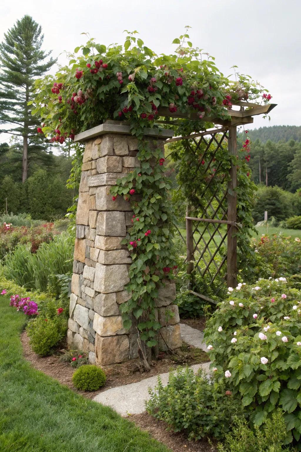 A base made of natural stone delivers a solid and beautiful garden addition.