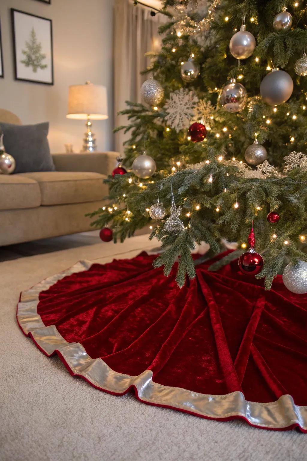 A glamorous tree skirt completes your holiday decor.