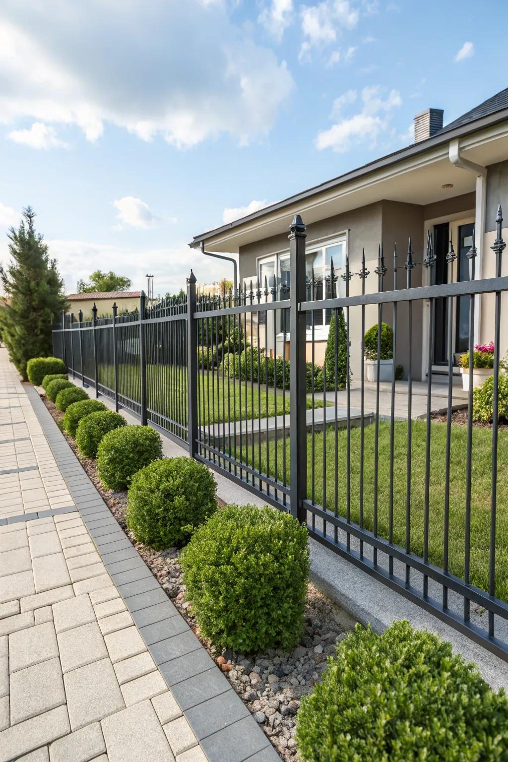 Aluminum fences with symmetrical spears deliver a polished, classic aesthetic.