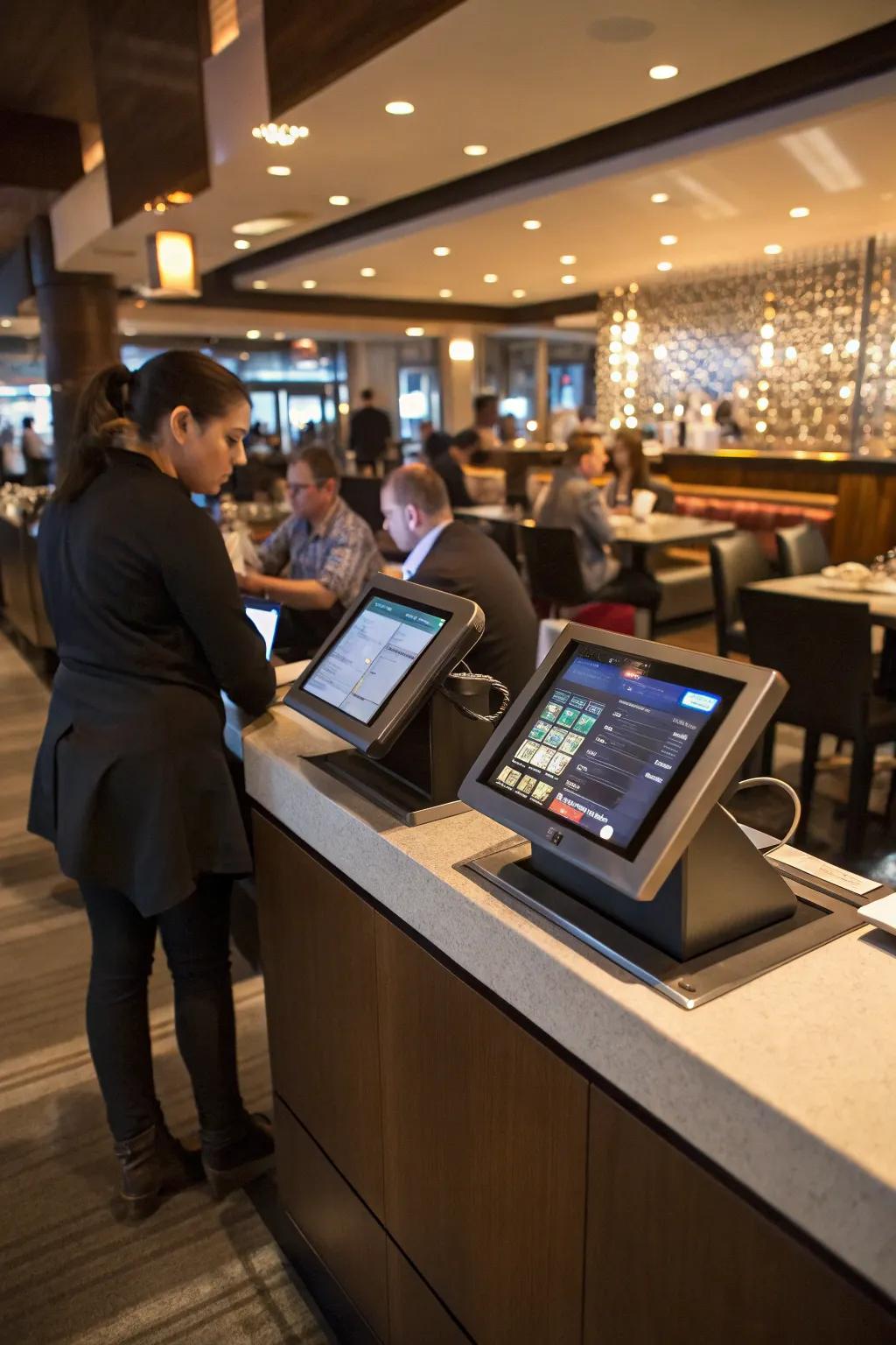 Tech integration keeps your reception station efficient and modern.