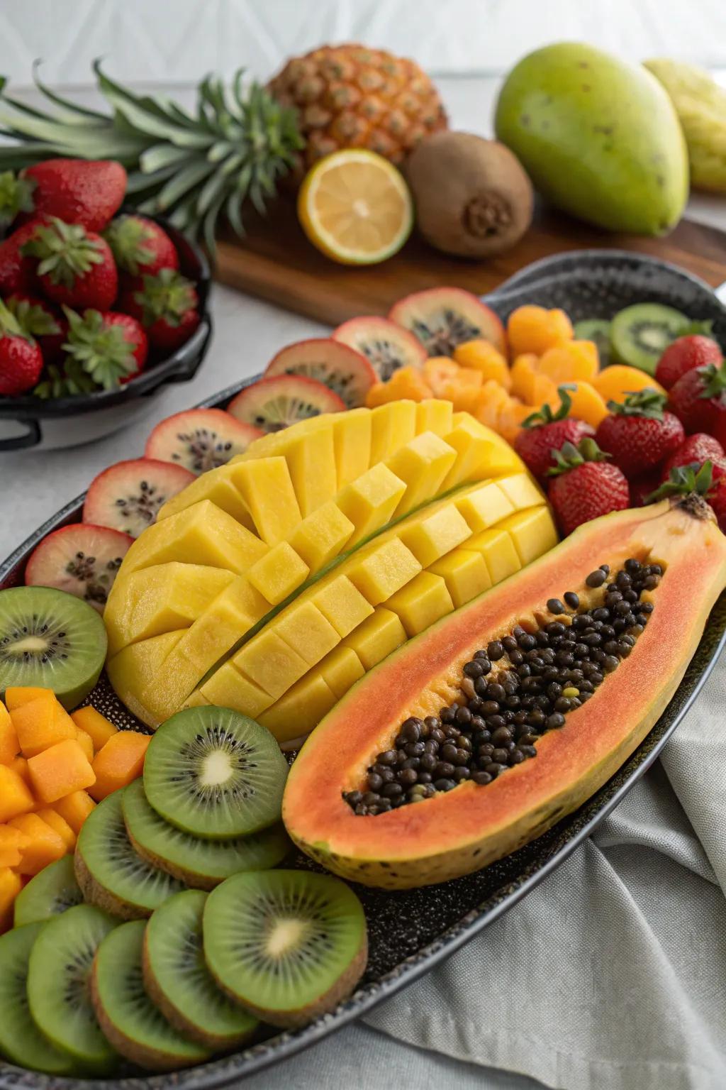 A collection of tropical fruits brings a tropical touch to your morning.